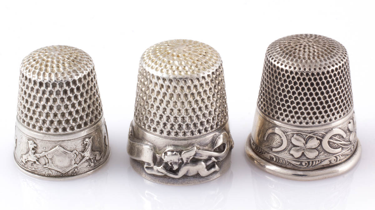 WEBSTER CO. STERLING SILVER SEWING THIMBLES, LOT OF THREE