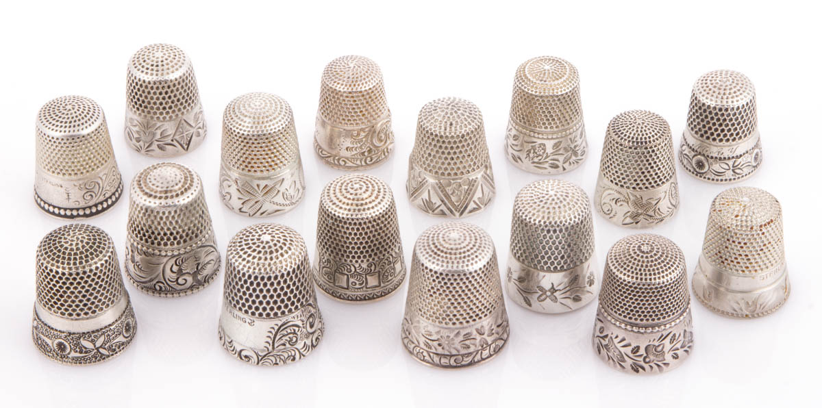 STERN BROTHERS SILVER SEWING THIMBLES, LOT OF 16