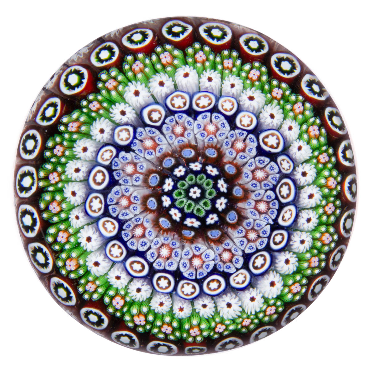 ANTIQUE SAINT-LOUIS ATTRIBUTED CONCENTRIC MILLEFIORI ART GLASS PAPERWEIGHT