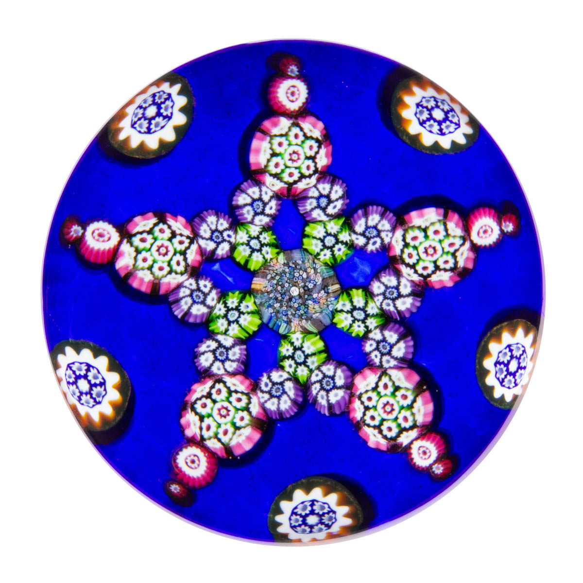PAUL YSART (SCOTTISH, 1904-1979) STAR MILLEFIORI ART GLASS PAPERWEIGHT