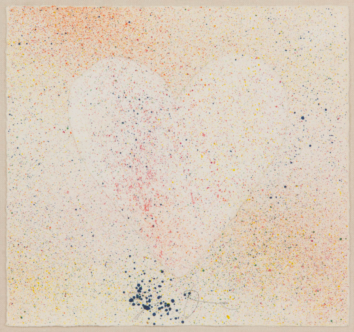JIM DINE (AMERICAN, B. 1935) "CONFETTI HEART" MIXED MEDIA COMPOSITION