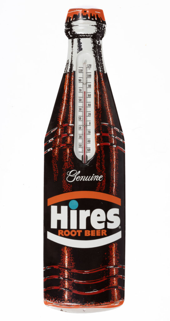 VINTAGE HIRES ROOT BEER TIN ADVERTISING THERMOMETER,
