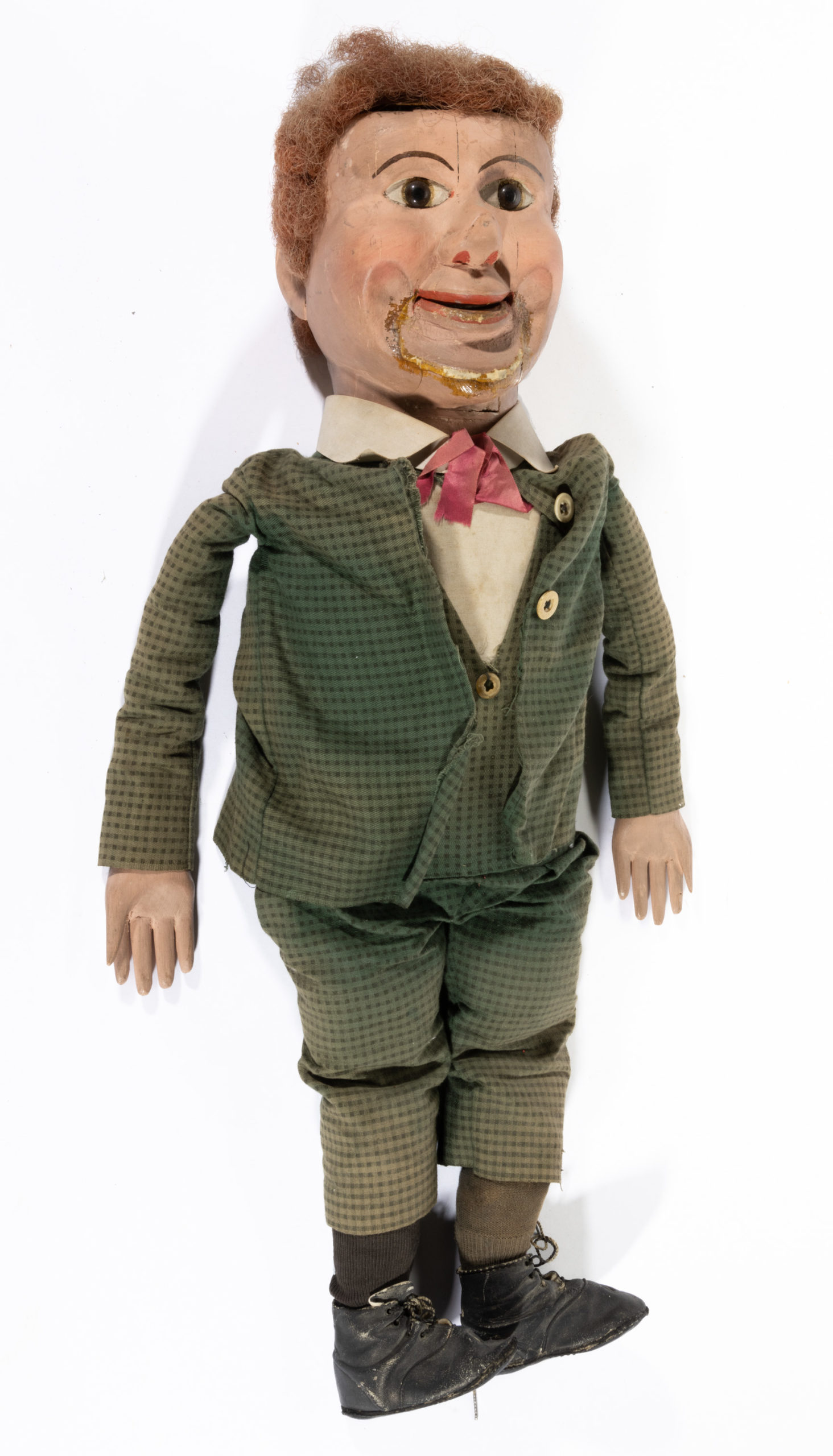 AMERICAN FOLK ART CARVED AND PAINTED VENTRILOQUIST DOLL / DUMMY,