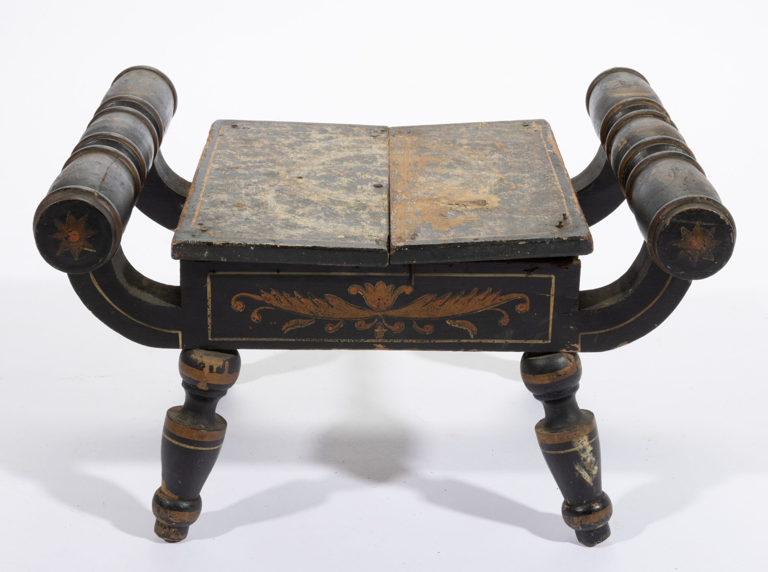 NEW YORK OR BALTIMORE, MARYLAND PAINT-DECORATED FANCY SIDE CHAIR AND STOOL,
