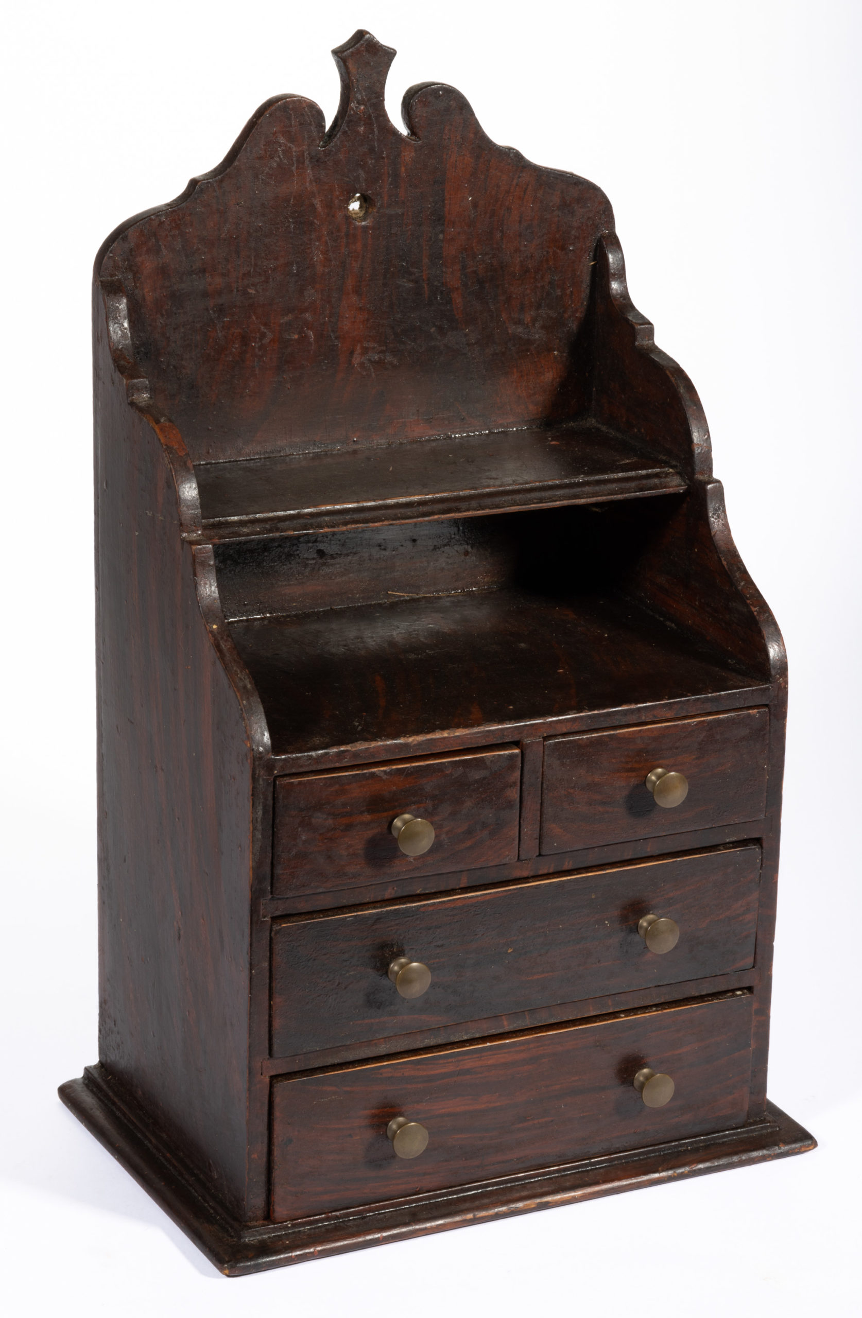 MID-ATLANTIC PAINT-DECORATED PINE HANGING SPICE BOX,