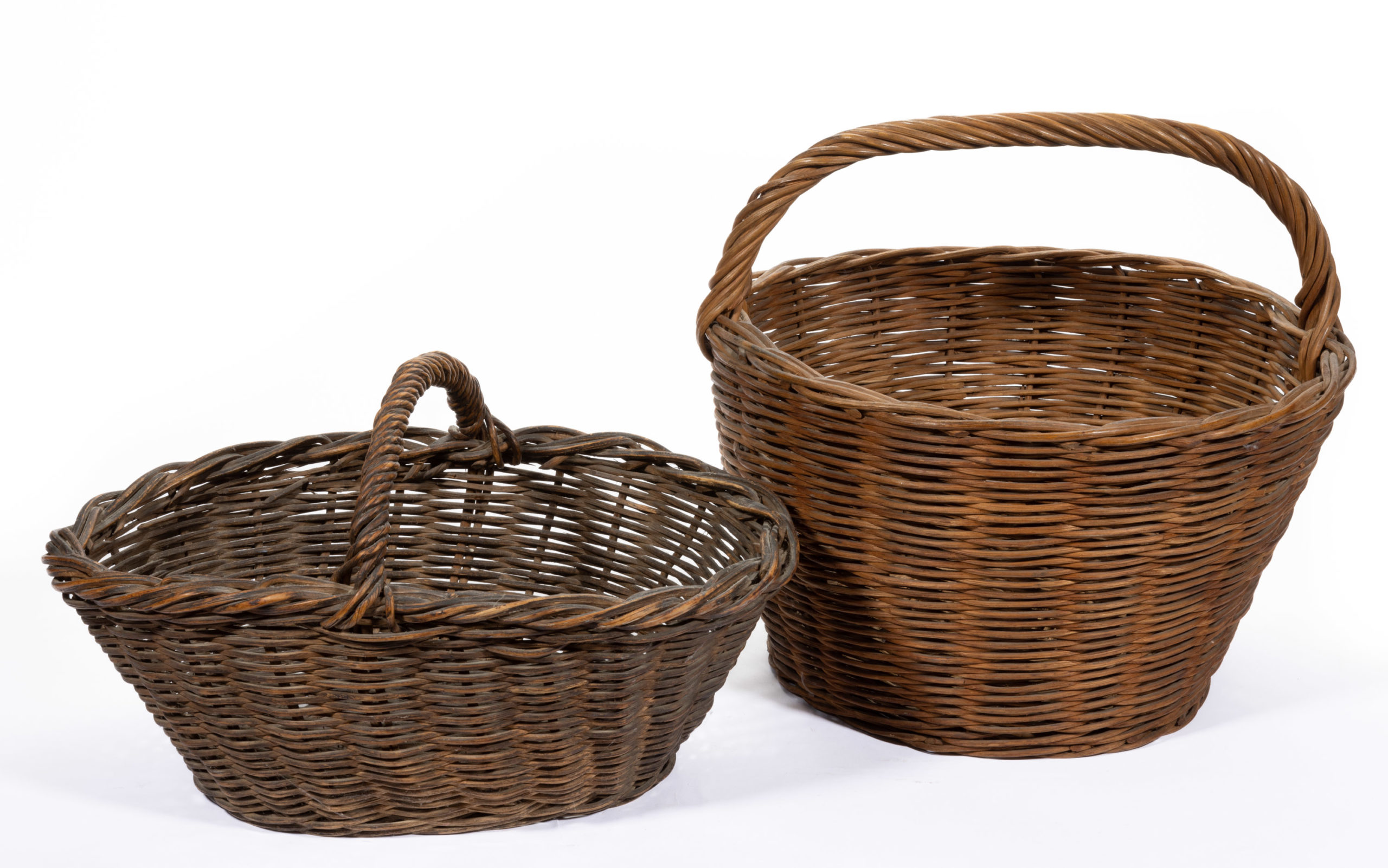 SHENANDOAH VALLEY OF VIRGINIA PULLED-ROD BASKETS, LOT OF TWO,