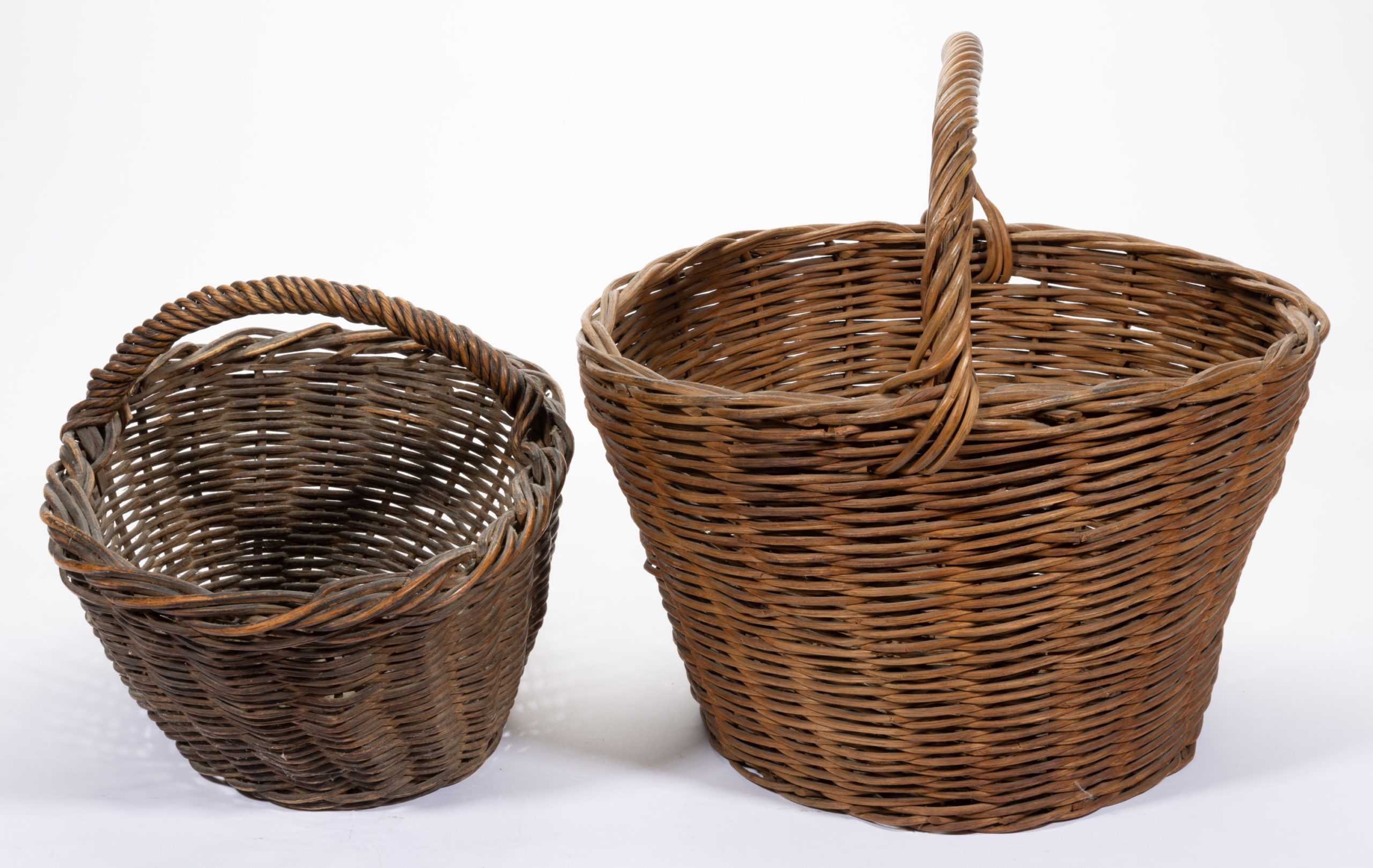 SHENANDOAH VALLEY OF VIRGINIA PULLED-ROD BASKETS, LOT OF TWO,