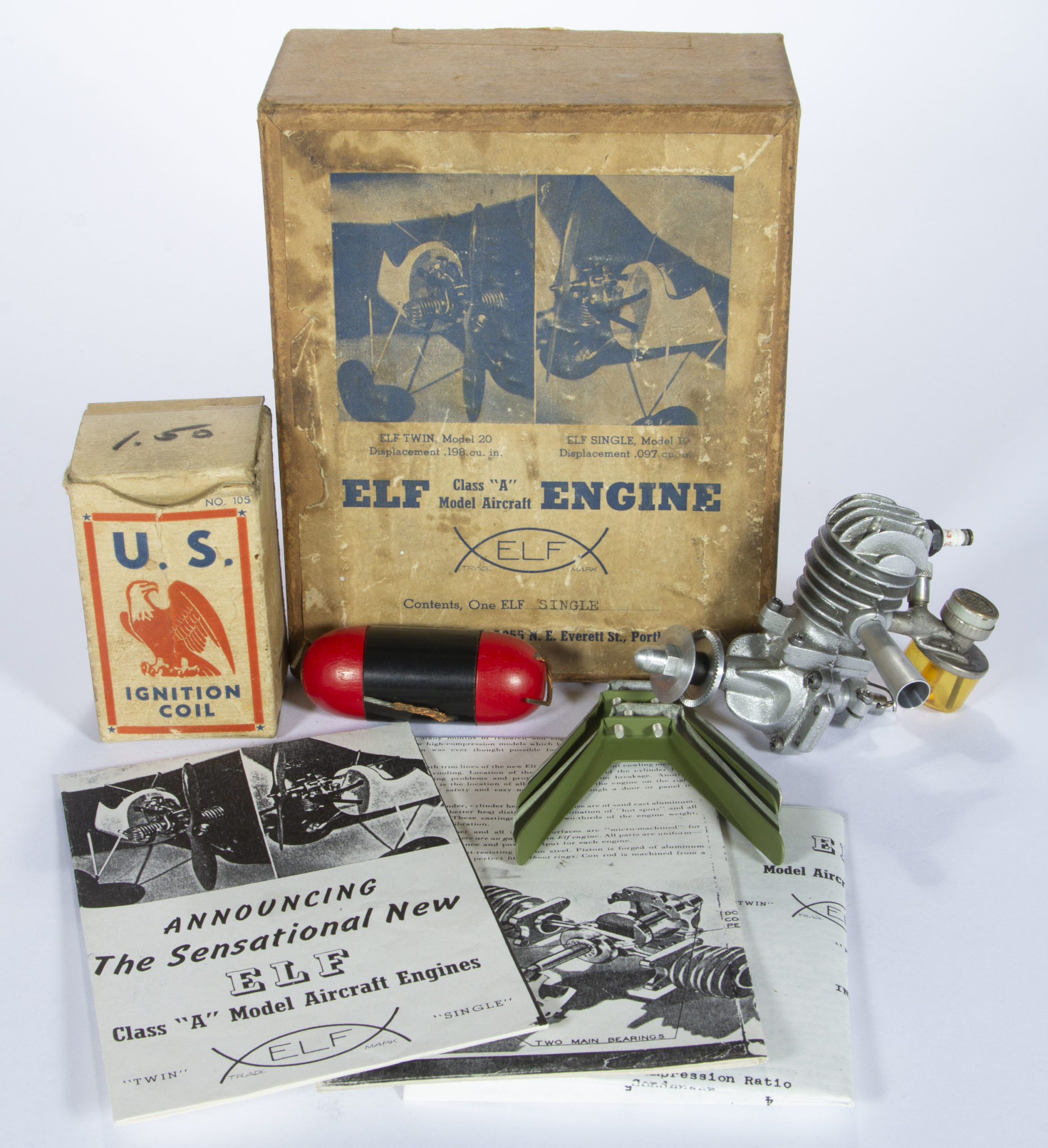 ELF ENGINE CO. MODEL NO. 10 – SERIES 2 / CLASS A 1941 MODEL AIRPLANE ENGINE,