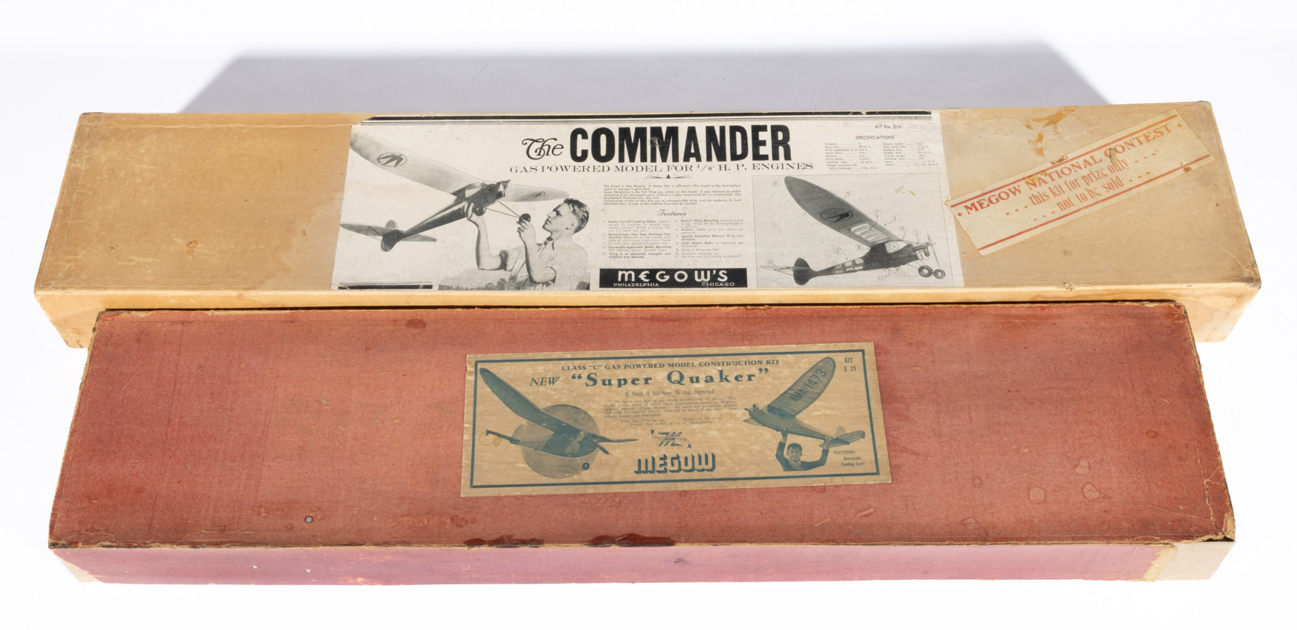 VINTAGE MEGOW AIRPLANE MODEL KITS, LOT OF TWO,