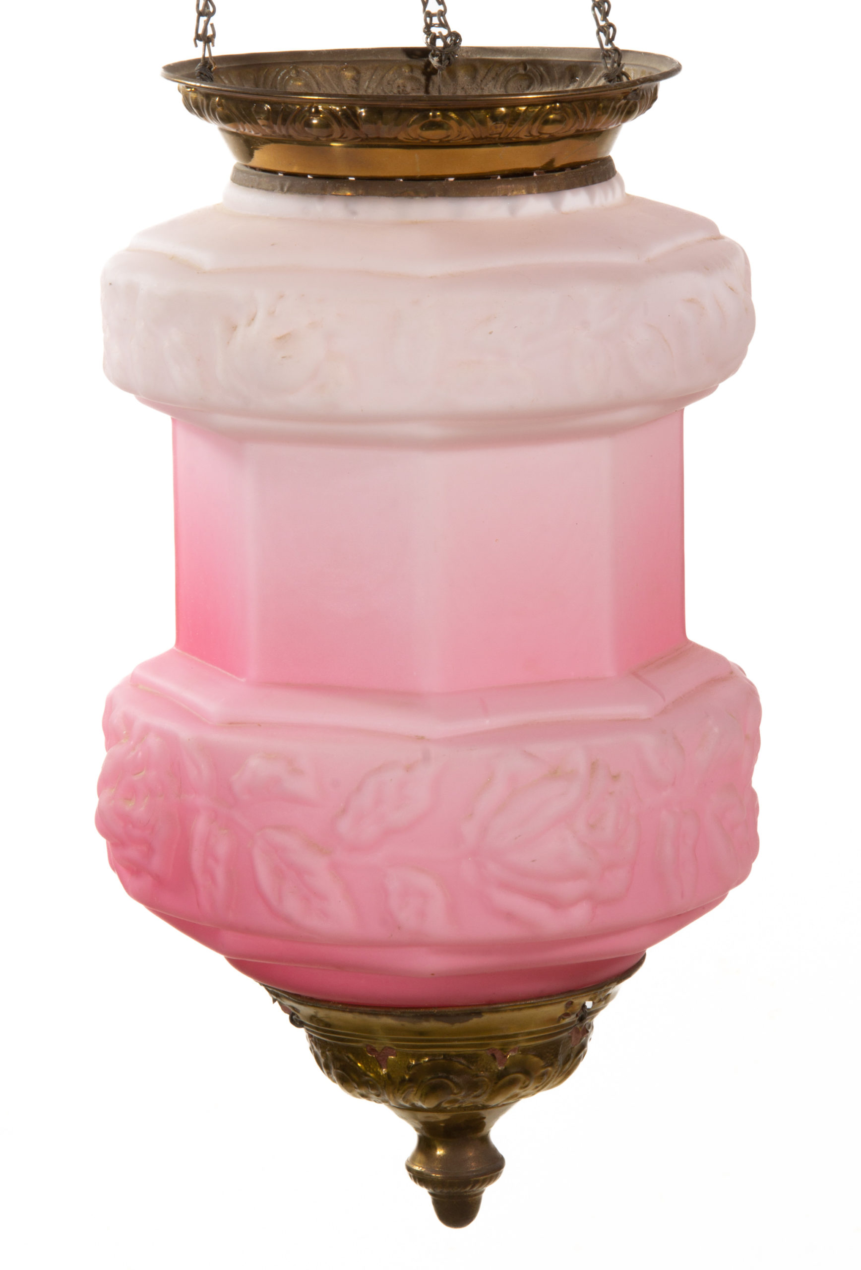 VICTORIAN EMBOSSED FLORAL BAND HALL LAMP,