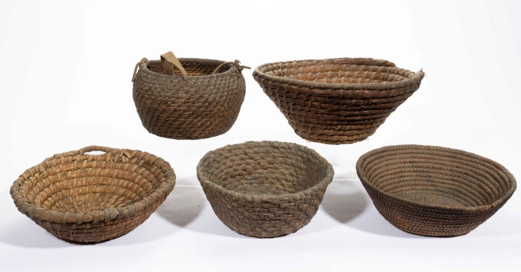 AMERICAN WOVEN COIL BASKETS, LOT OF FIVE,