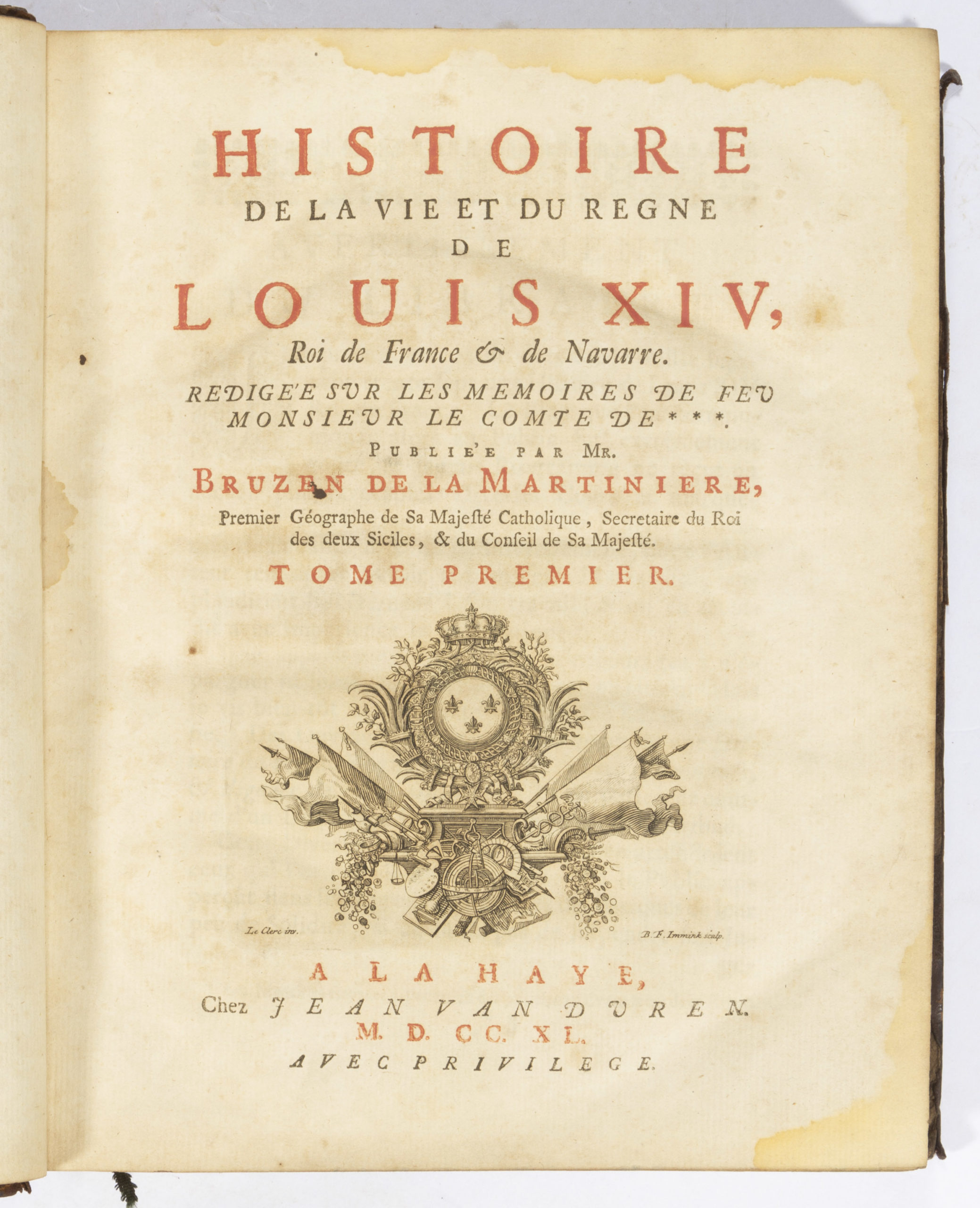 ANTIQUARIAN FRENCH LOUIS XIV HISTORICAL FIVE-VOLUME SET,