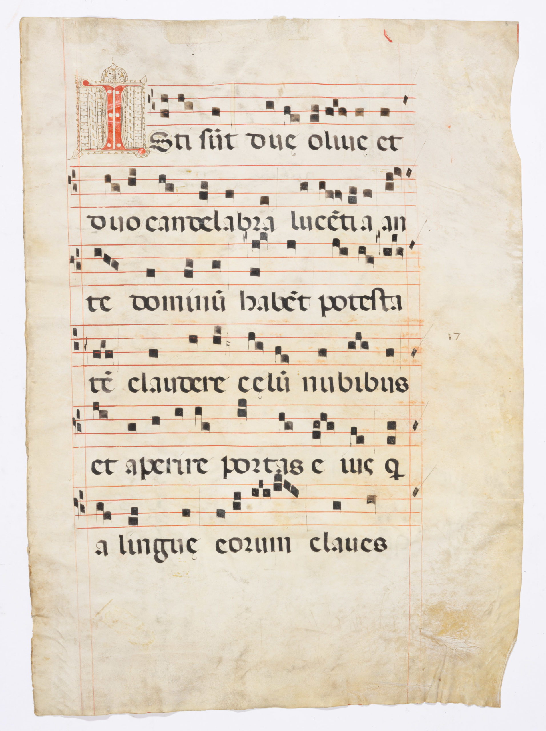 ANTIQUARIAN HAND-ILLUMINATED VELLUM MUSIC LEAF,