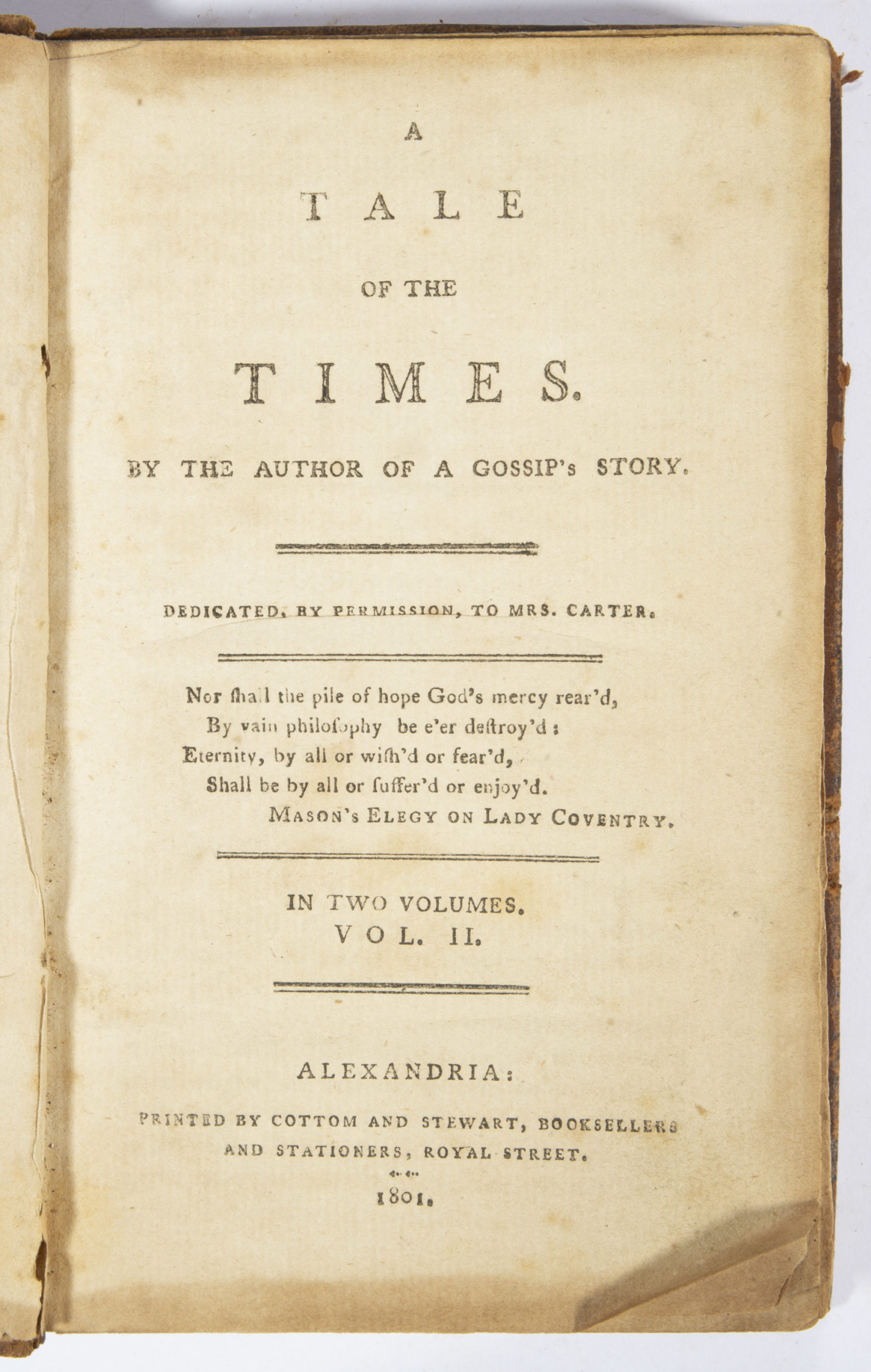 EARLY ALEXANDRIA, VIRGINIA IMPRINTS, LOT OF THREE,