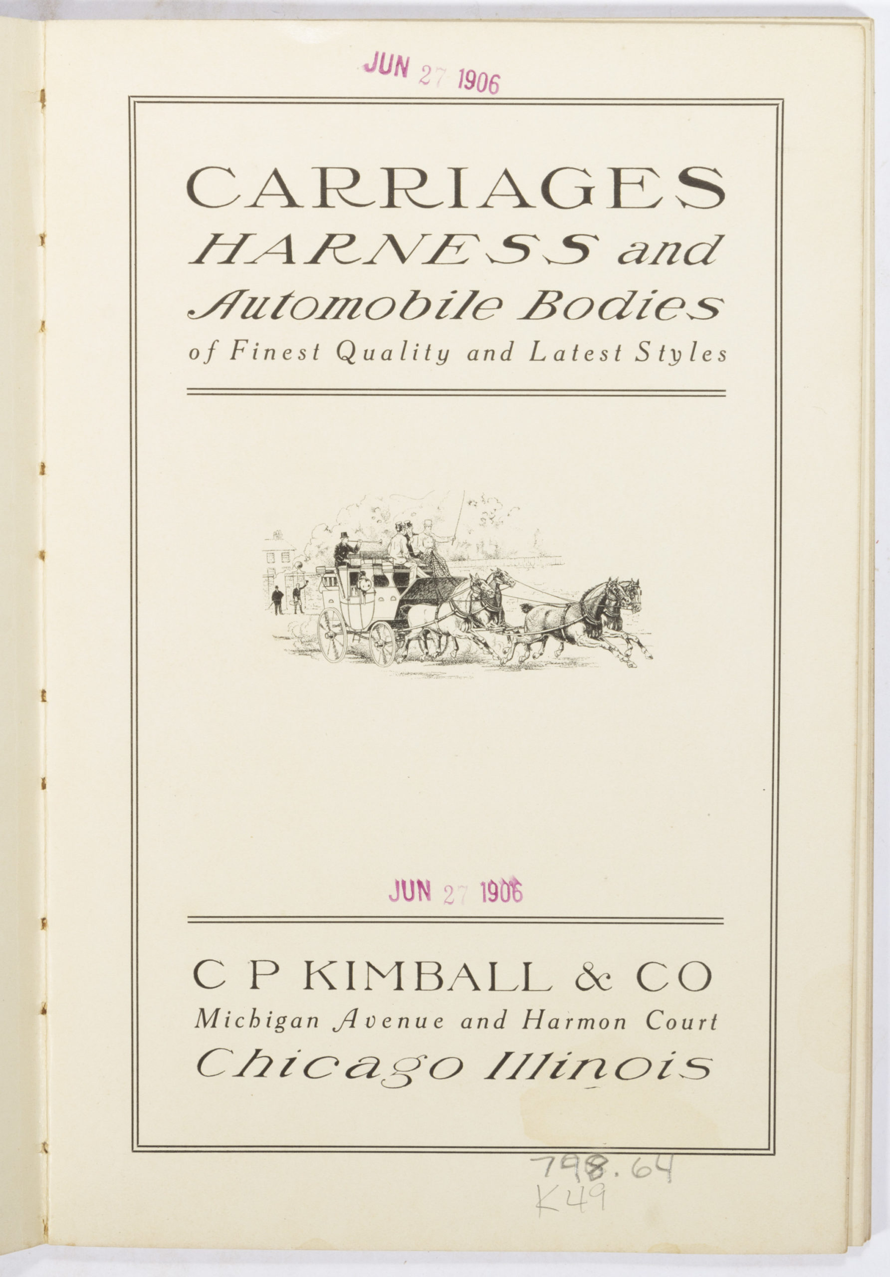 KIMBALL CARRIAGE AND AUTOMOBILE TRADE CATALOGUE,