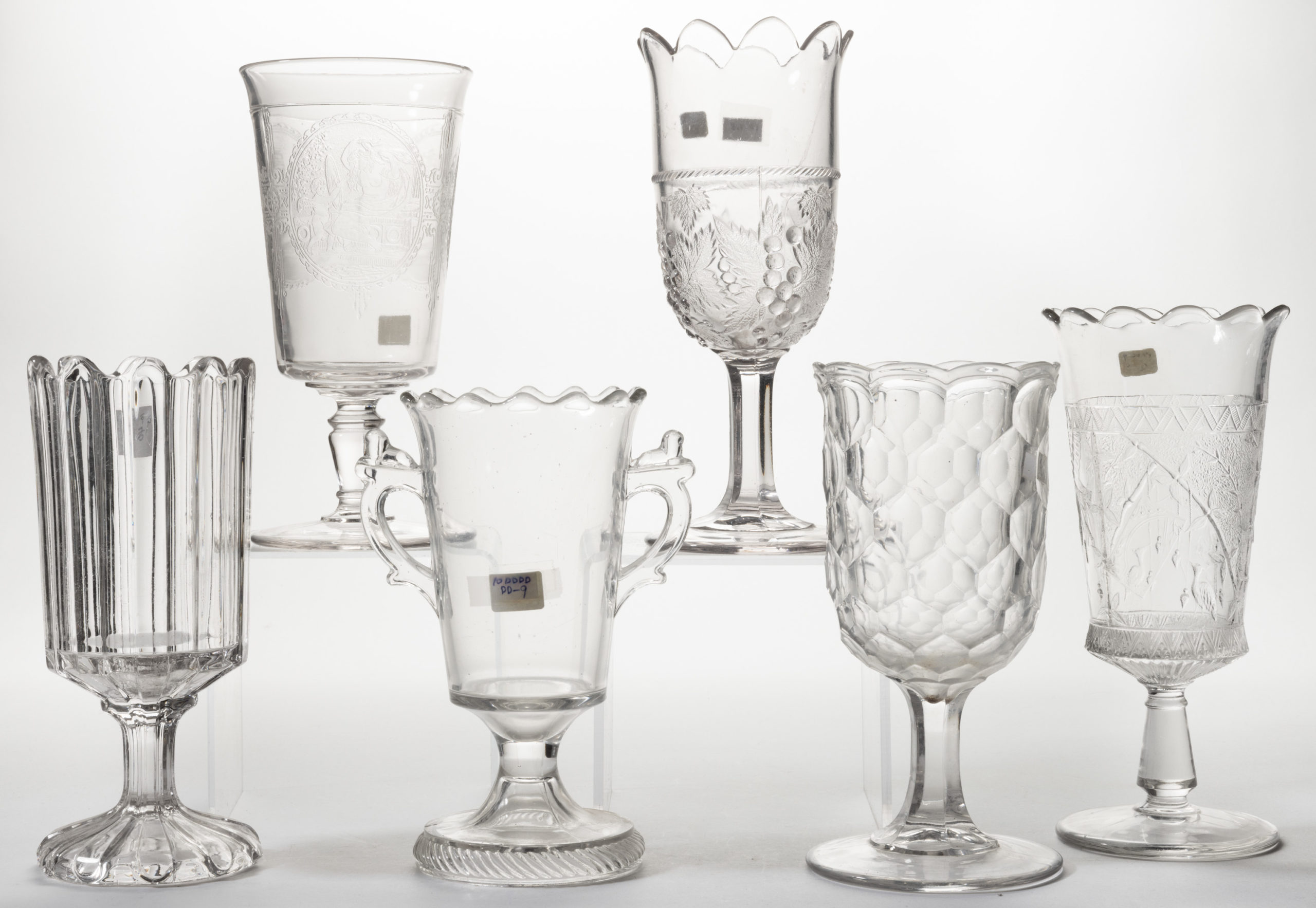 ASSORTED EAPG CELERY VASES, LOT OF SIX,