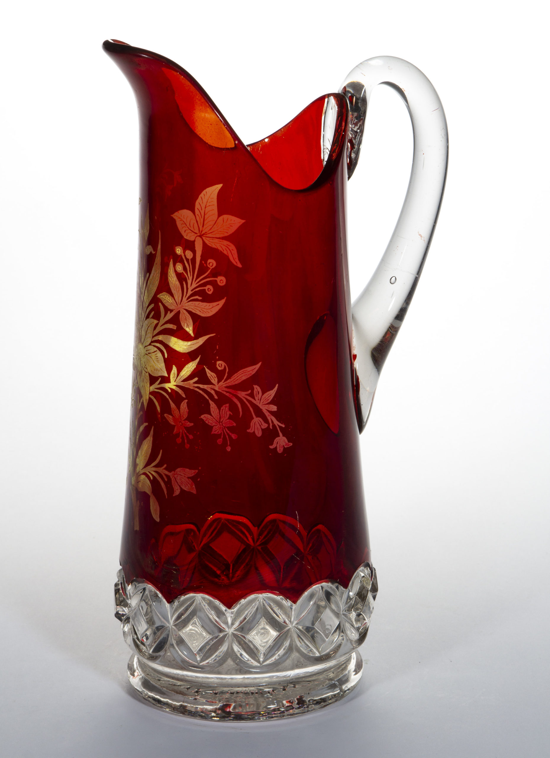HERO / RUBY ROSETTE – RUBY-STAINED WATER PITCHER,