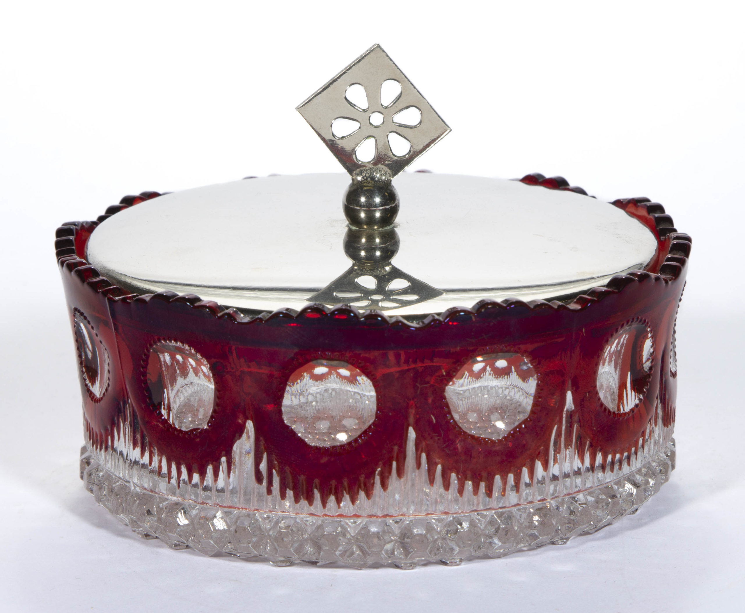 MANHATTAN – RUBY-STAINED CONDIMENT DISH,