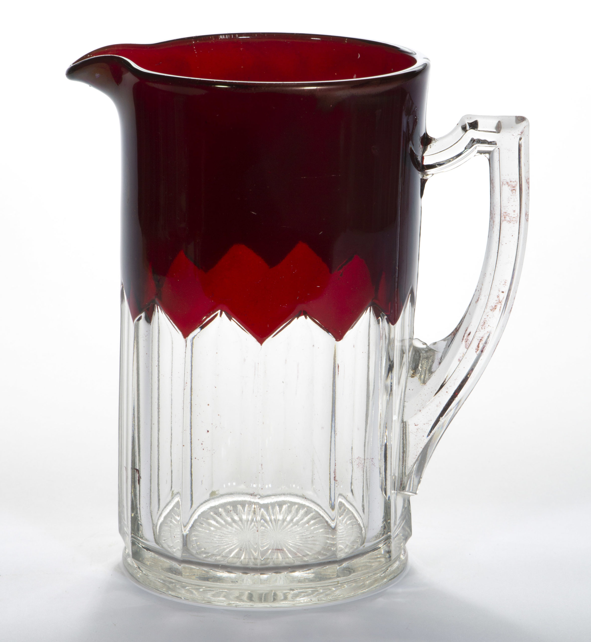 NEW MARTINSVILLE NO. 97 / OLD COLONY – RUBY-STAINED WATER PITCHER,