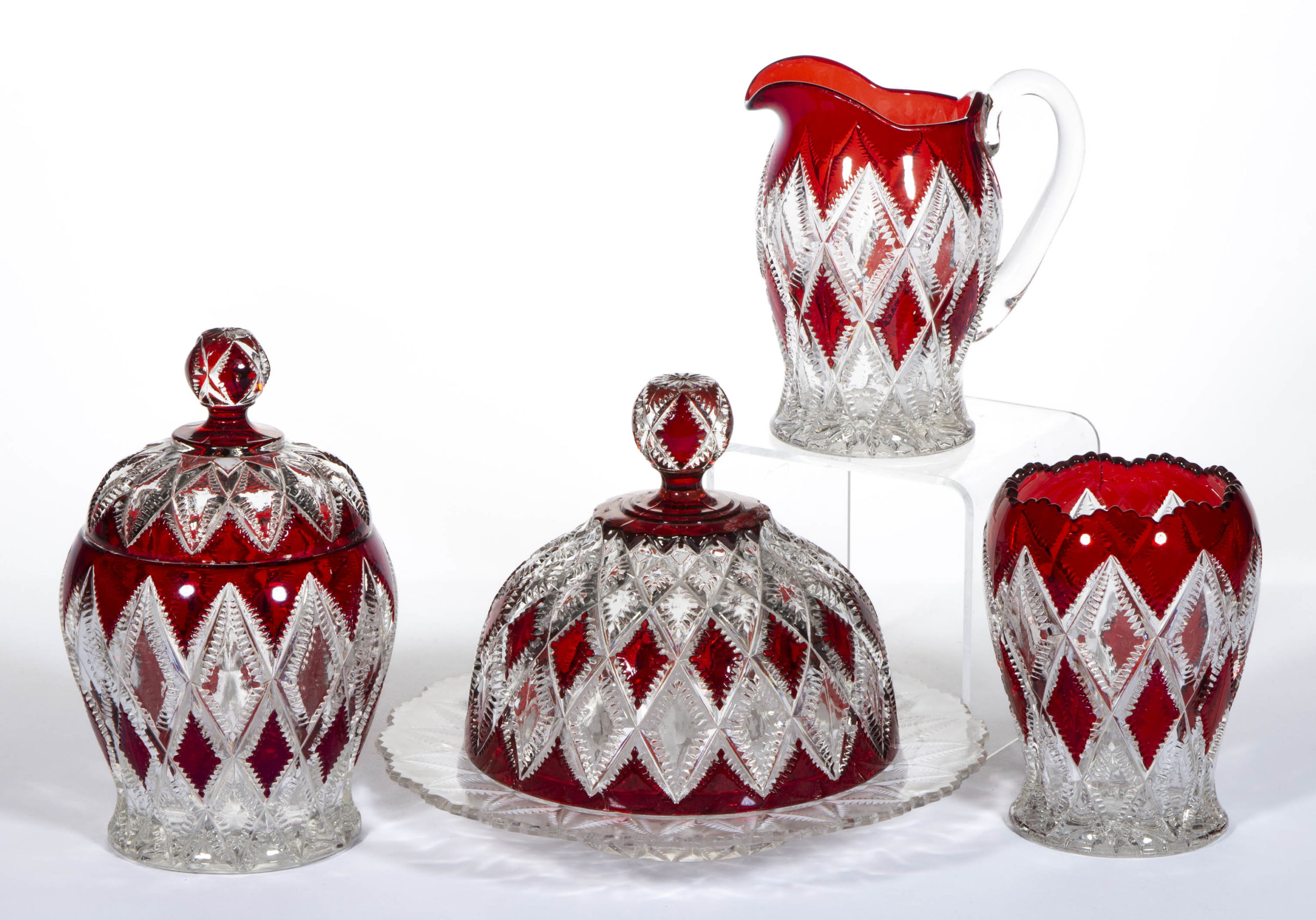 TARENTUM’S MANHATTAN – RUBY-STAINED FOUR-PIECE TABLE SET,