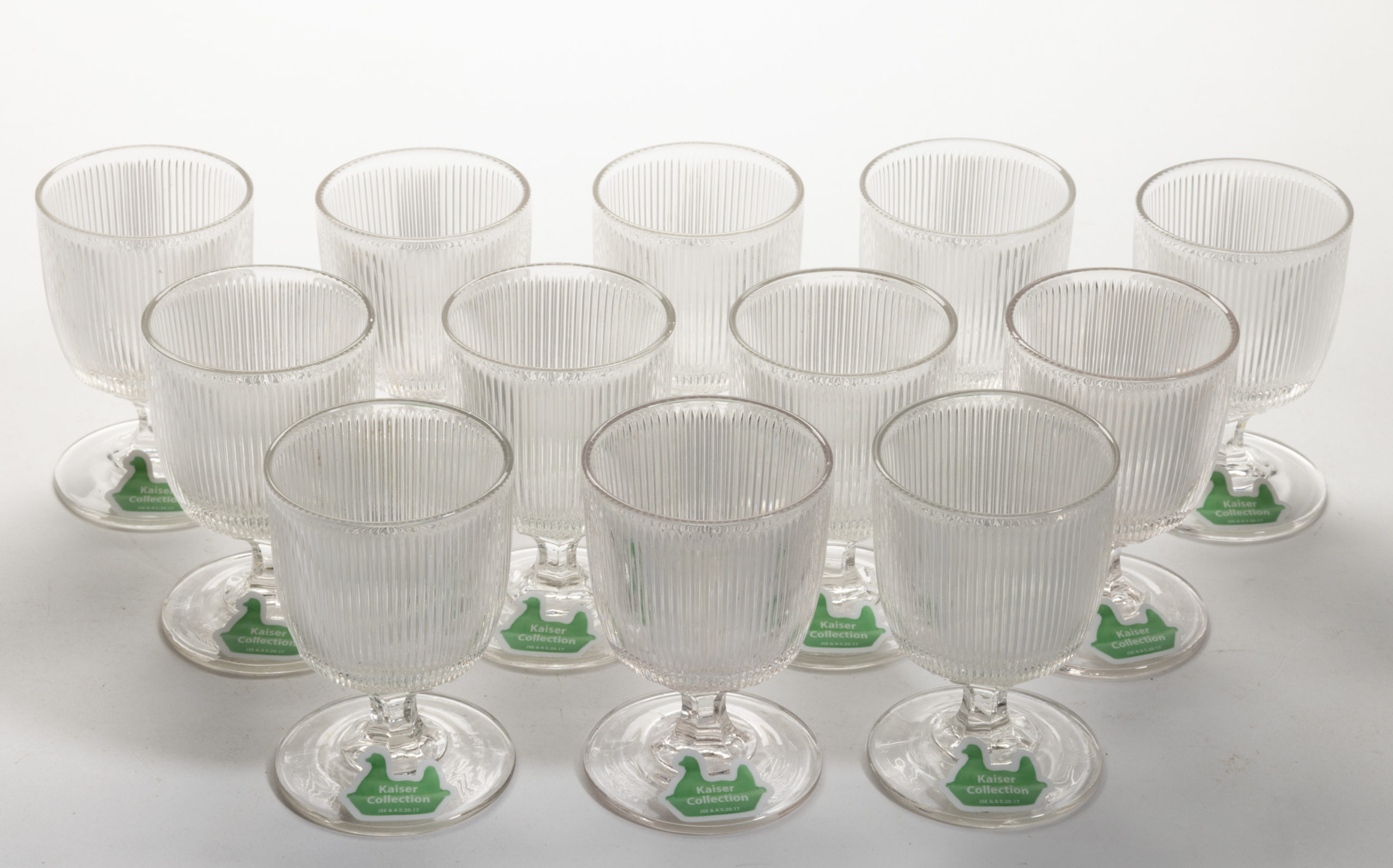 FINE RIB / REEDED (OMN) CUSTARD GLASSES / EGG CUPS, LOT OF 12,