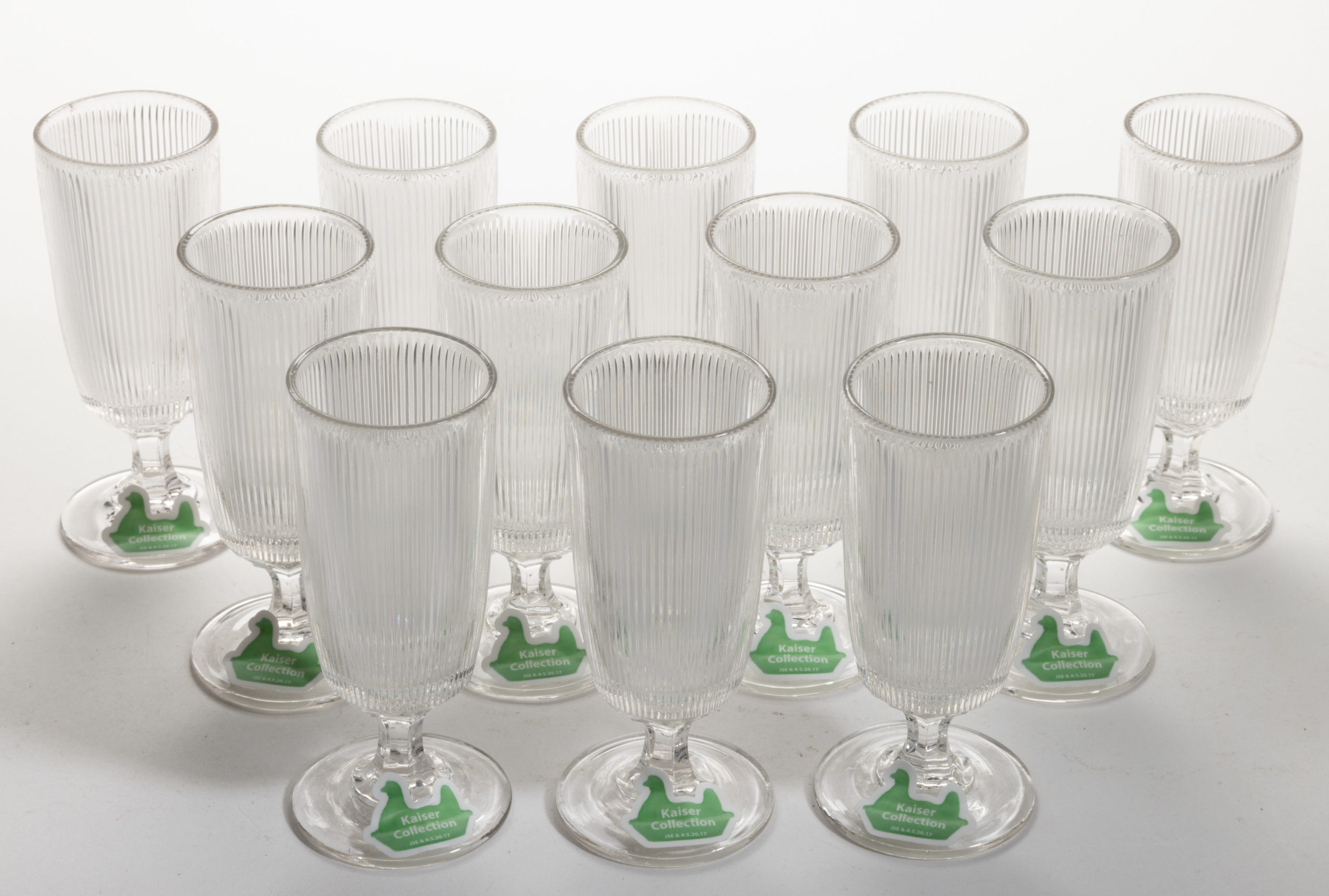 FINE RIB / REEDED (OMN) JELLY GLASSES, LOT OF 12,