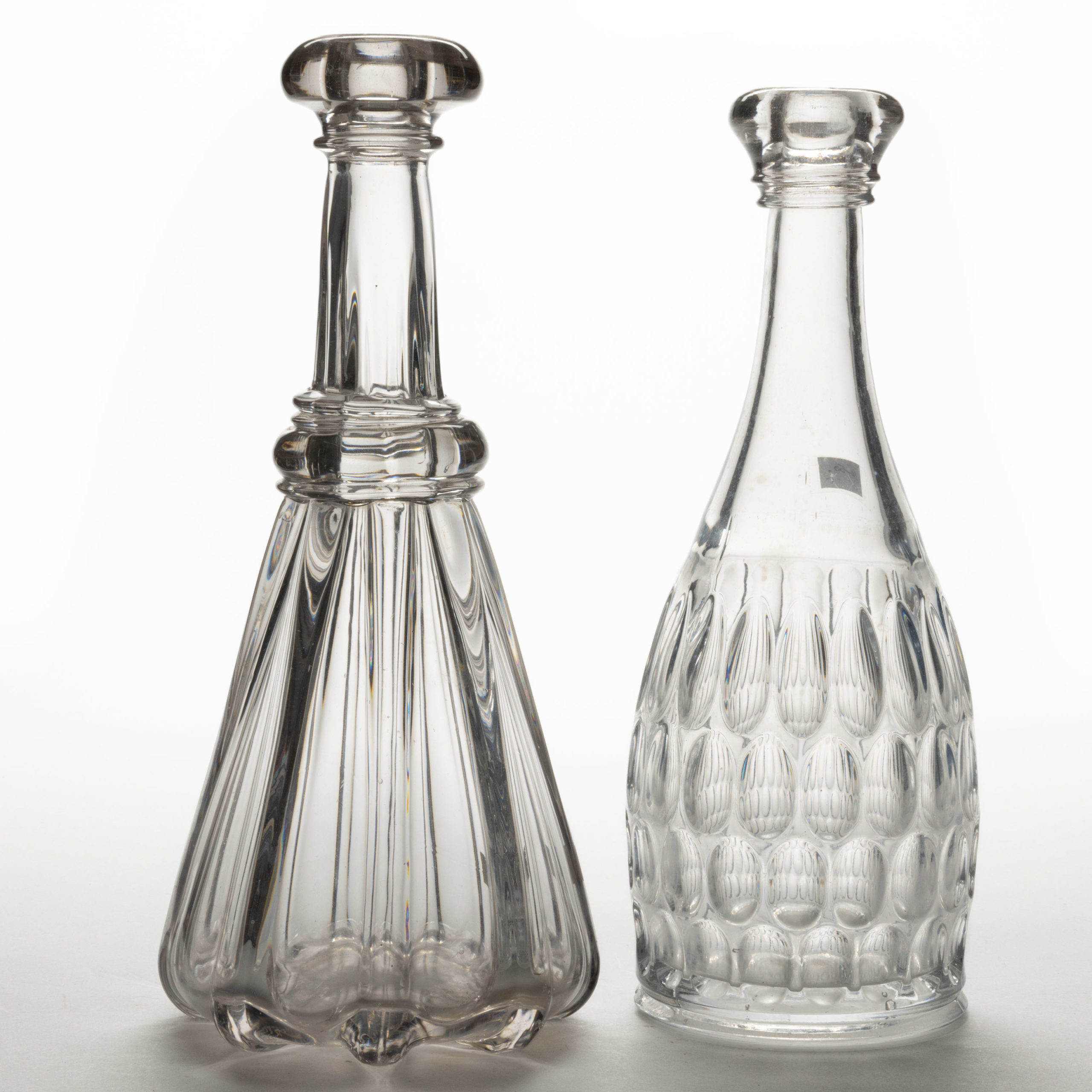 ASSORTED EARLY GLASS BAR DECANTERS, LOT OF TWO,