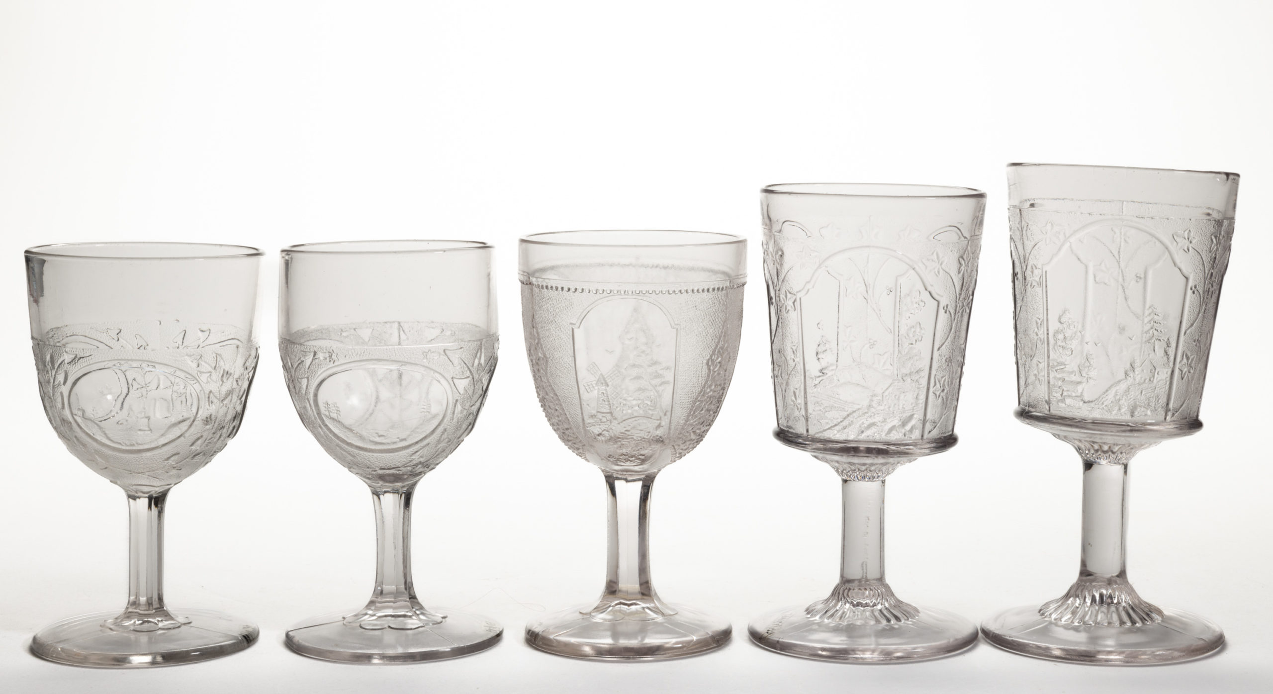 ASSORTED EAPG GOBLETS, LOT OF FIVE,