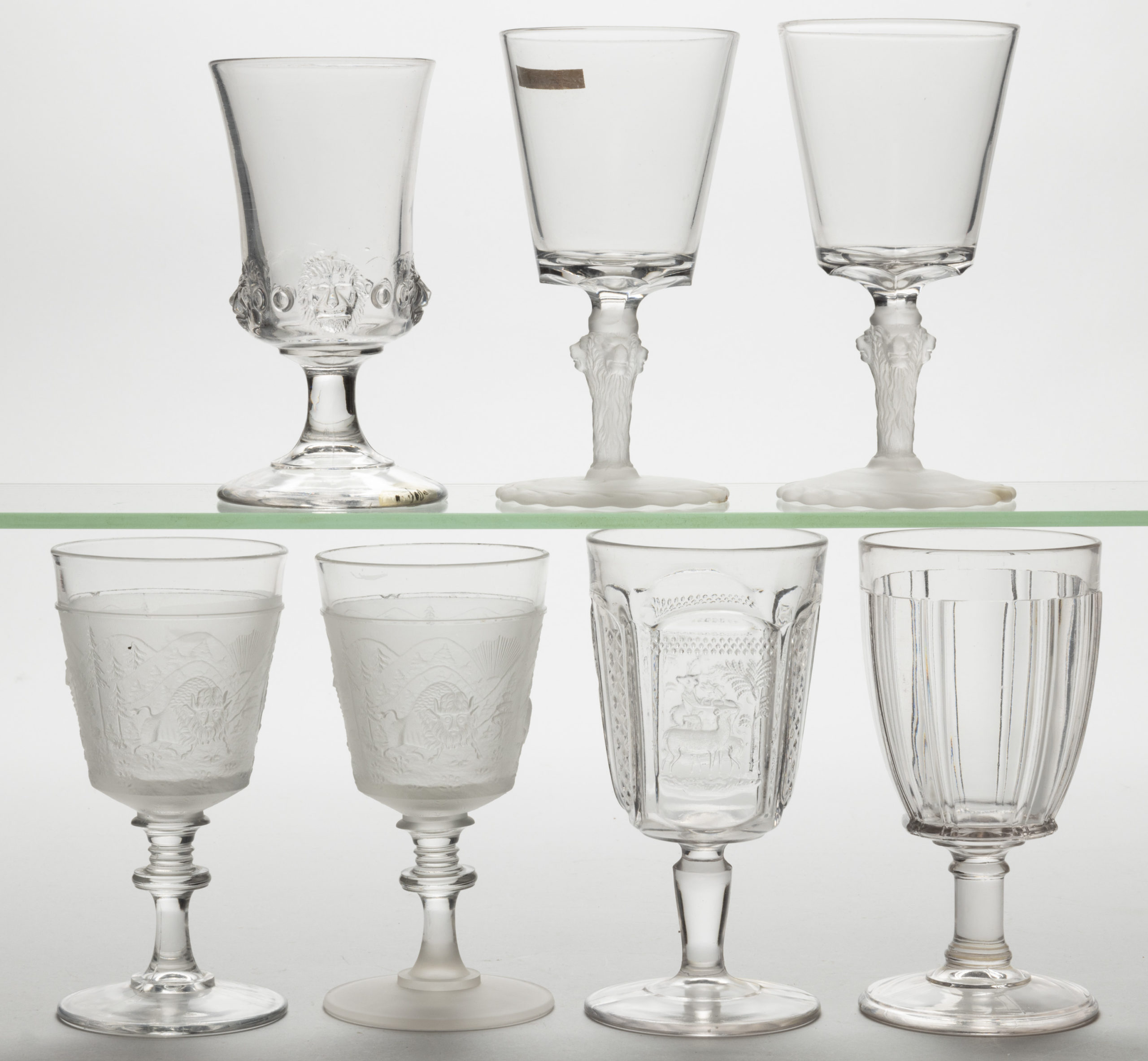 ASSORTED ANIMAL EAPG GOBLETS, LOT OF SEVEN,