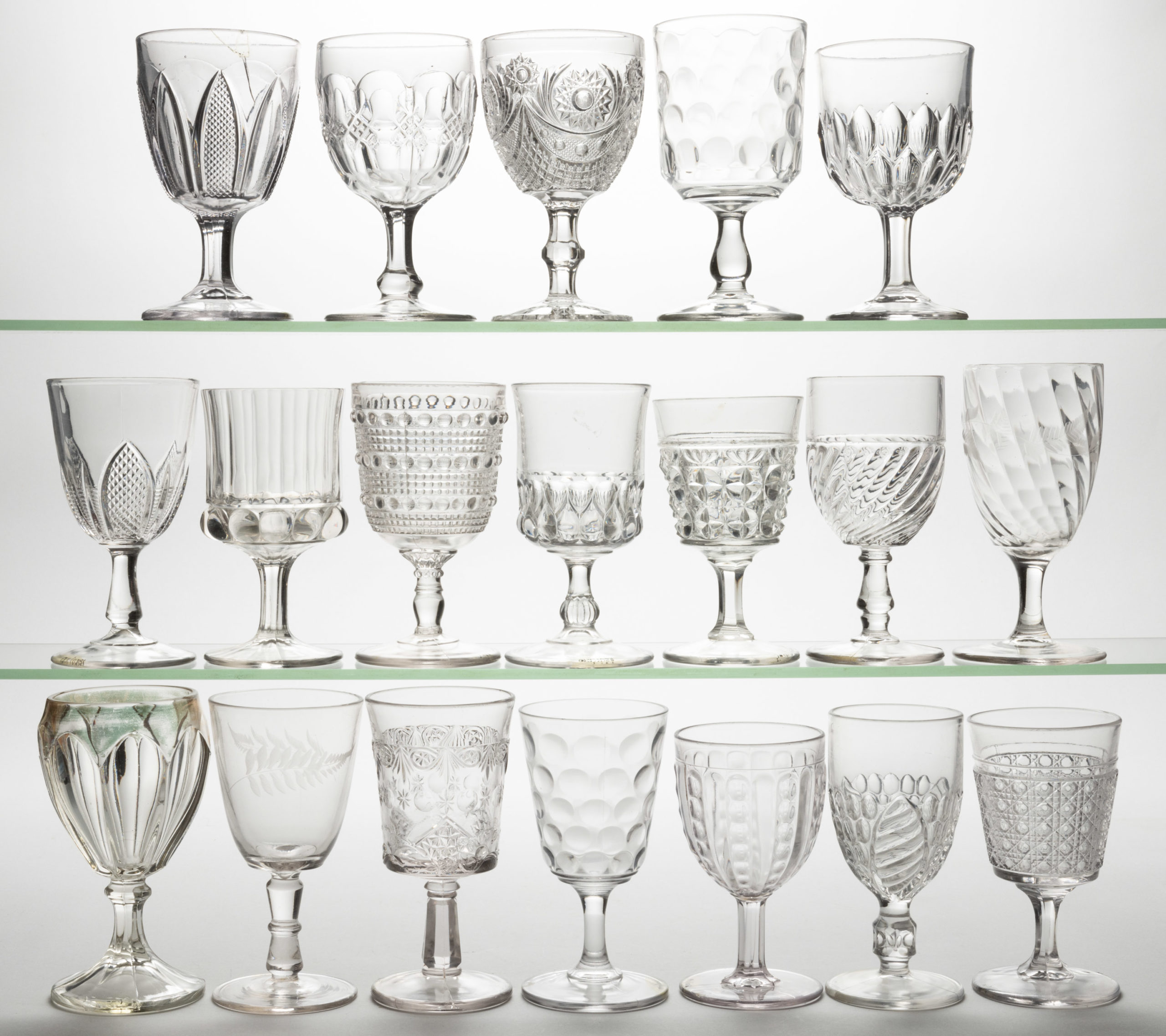 ASSORTED EAPG GOBLETS, LOT OF 19,