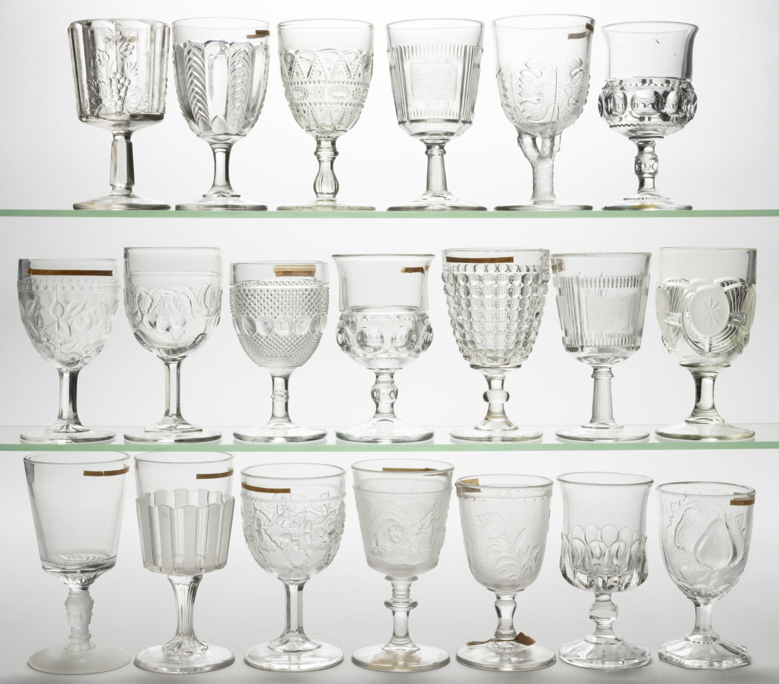 ASSORTED REPRODUCTION EAPG GOBLETS, LOT OF 32,