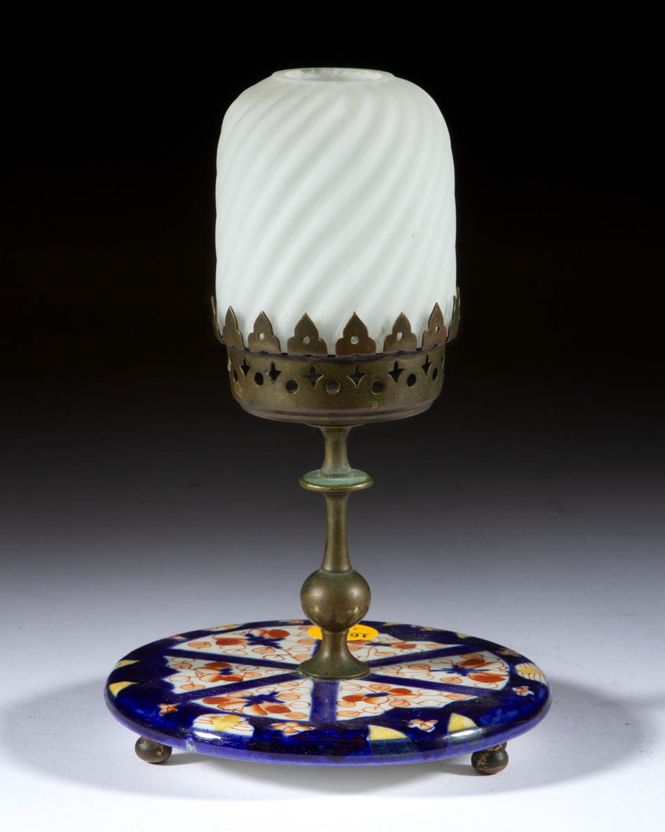 PORCELAIN ENAMEL-DECORATED FAIRY LAMP