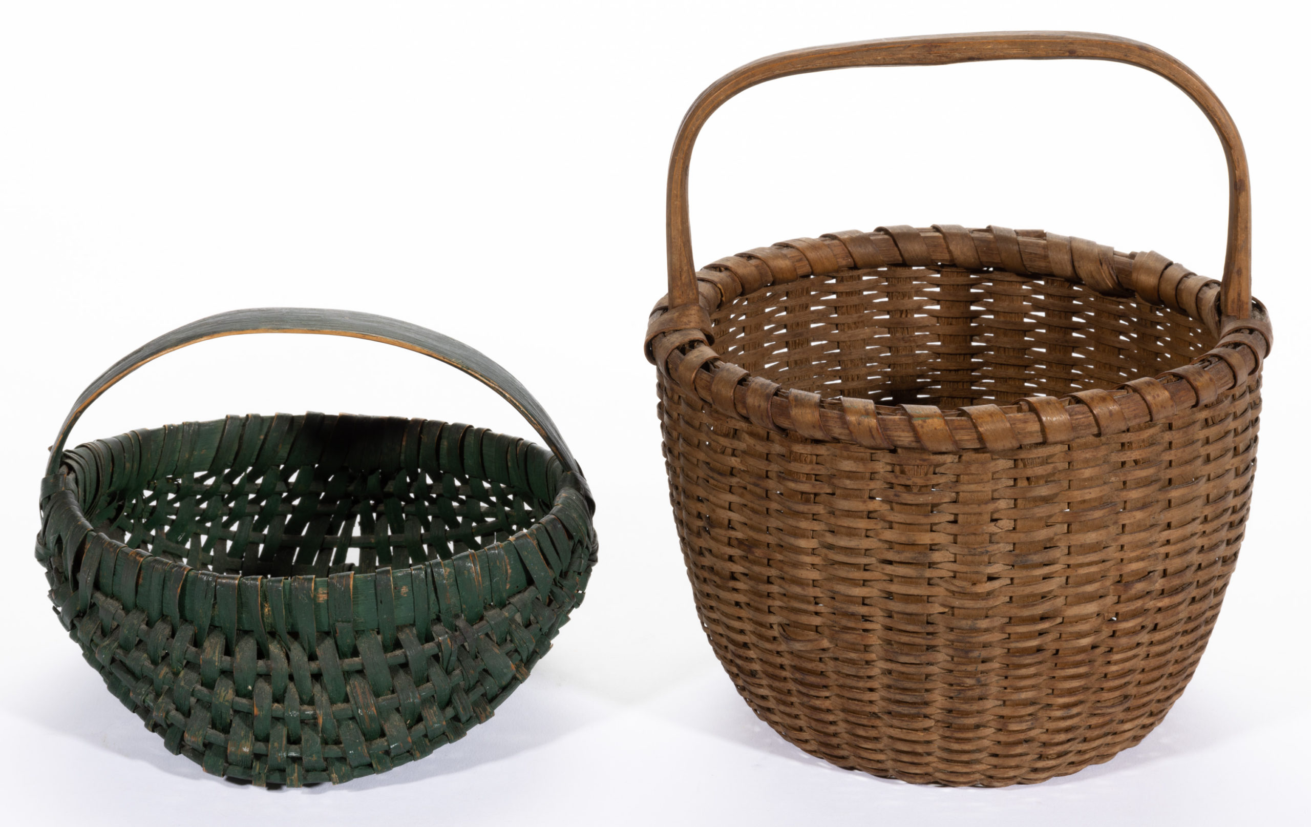 AMERICAN WOVEN-SPLINT BASKETS, LOT OF TWO,