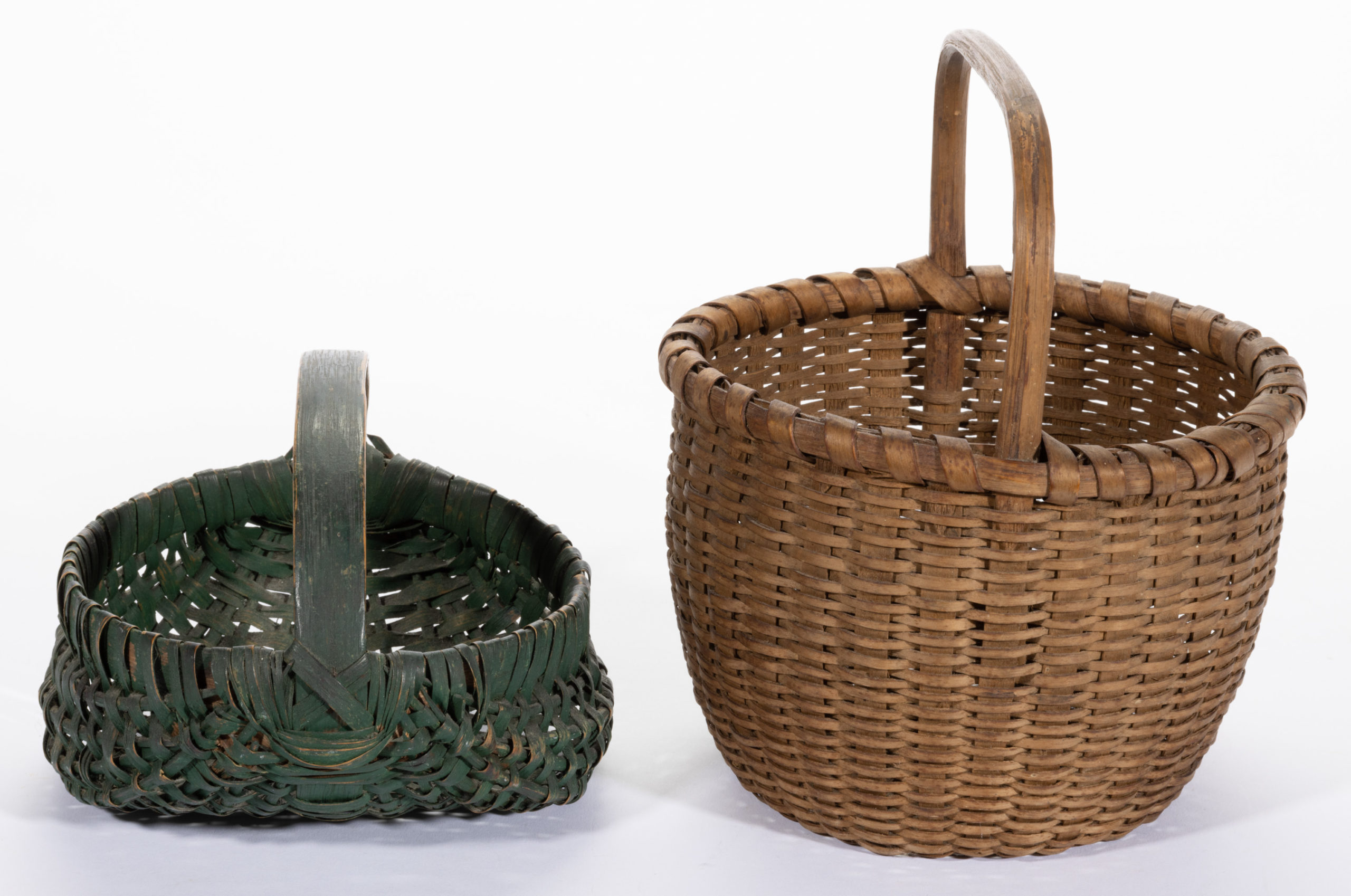 AMERICAN WOVEN-SPLINT BASKETS, LOT OF TWO,