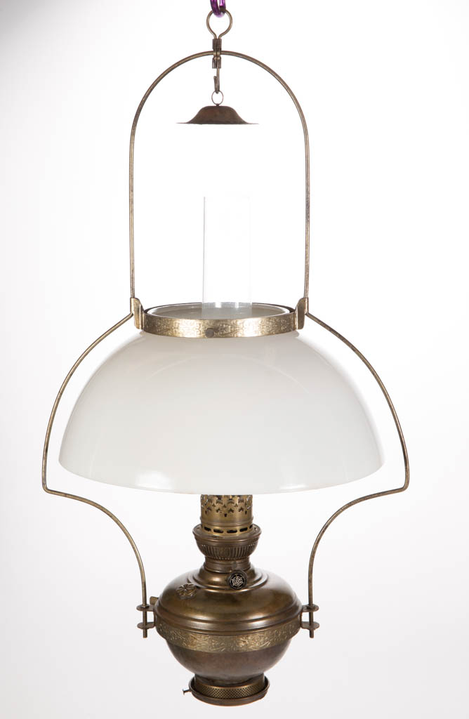 PRE ALADDIN PRACTICUS BRASS KEROSENE HANGING LAMP