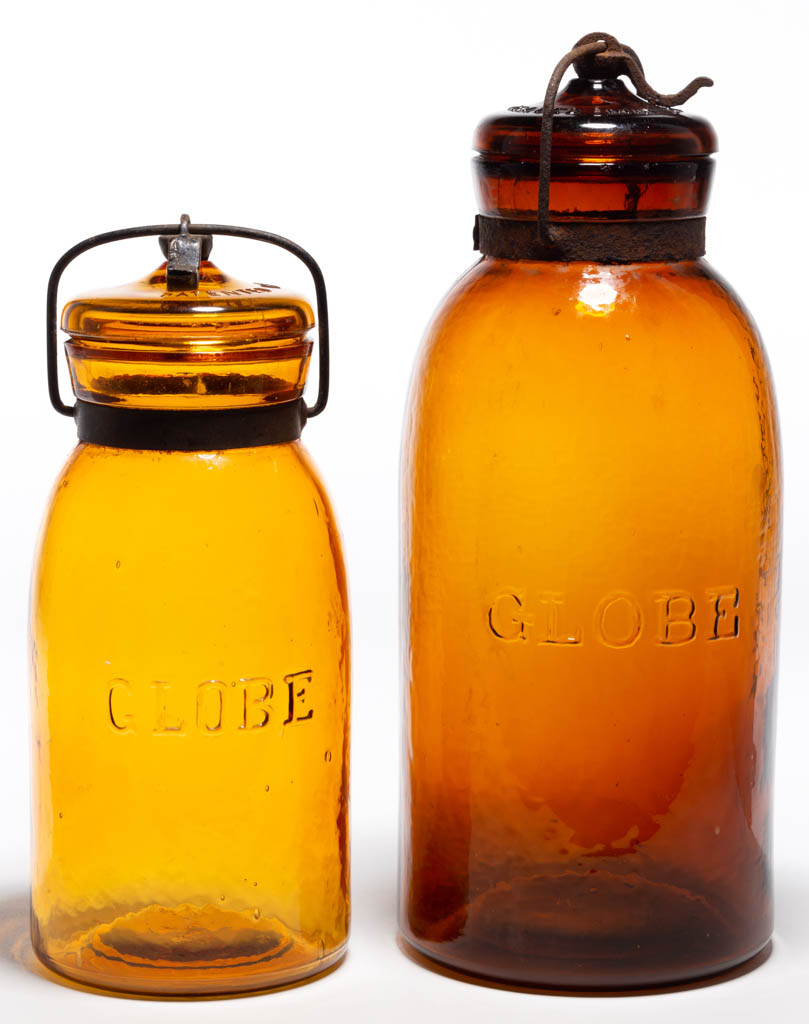 GLOBE FRUIT JARS, LOT OF TWO