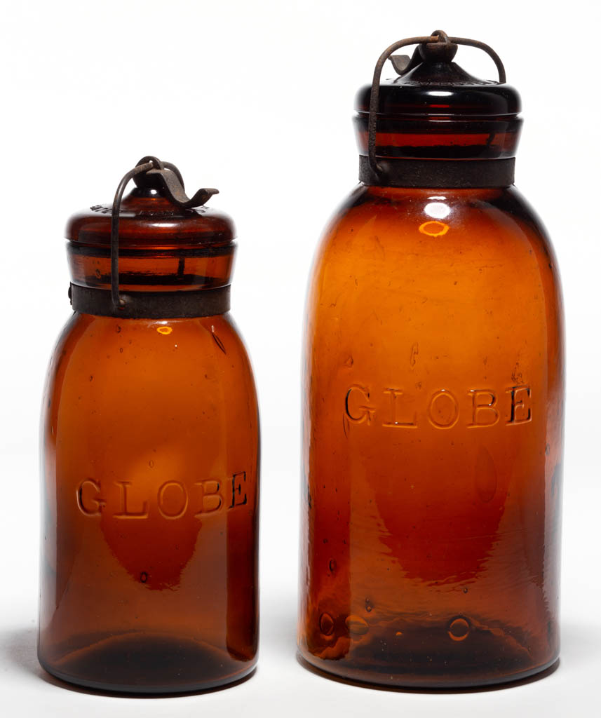 GLOBE FRUIT JARS, LOT OF TWO