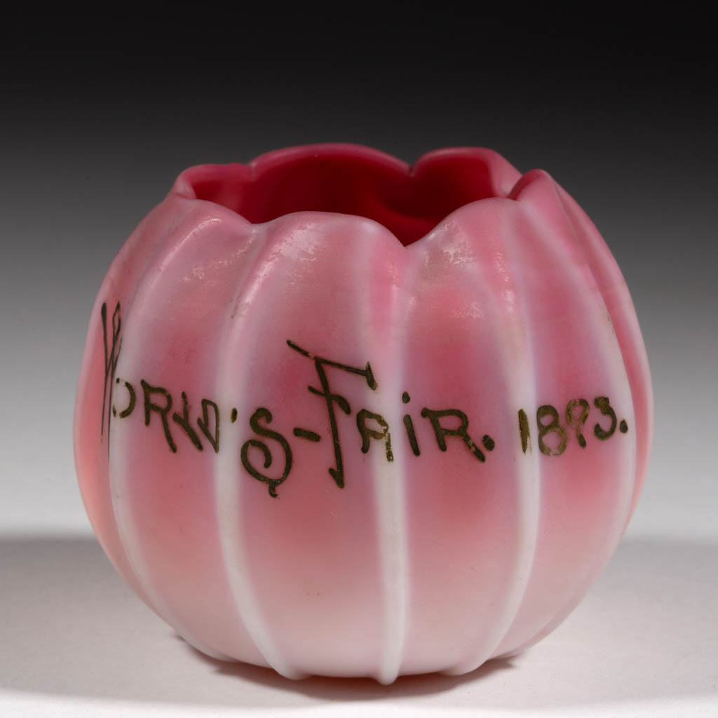 WORLD'S FAIR RIBBED PEACHBLOW ROSE BOWL Jeffrey S. Evans & Associates