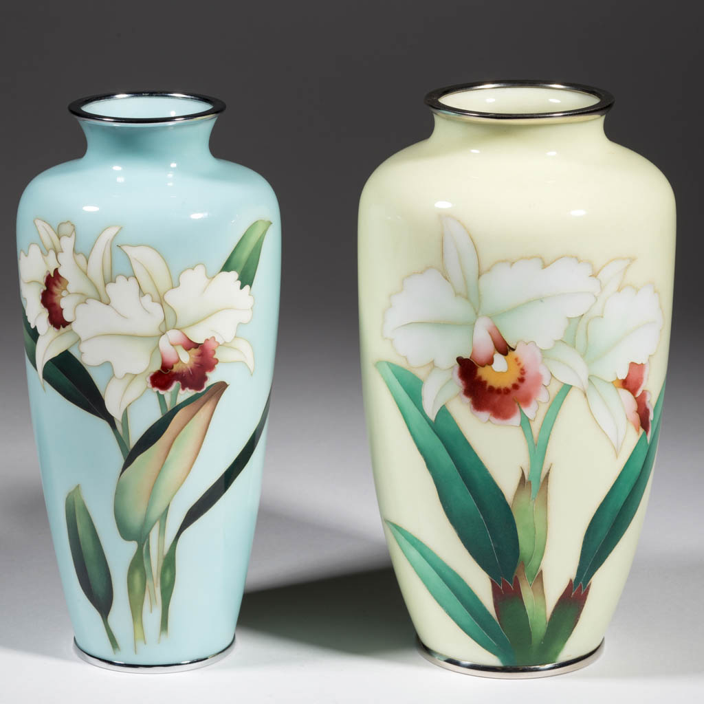 ANDO JUBEI JAPANESE CLOISONNE VASES, LOT OF TWO