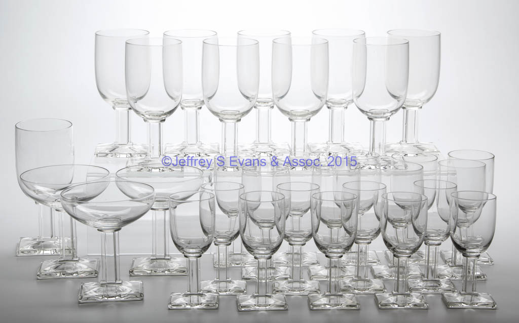 HEISEY #4044 / "NEW ERA" ART DECO / MID CENTURY MODERN CRYSTAL STEMWARE, LOT OF 31