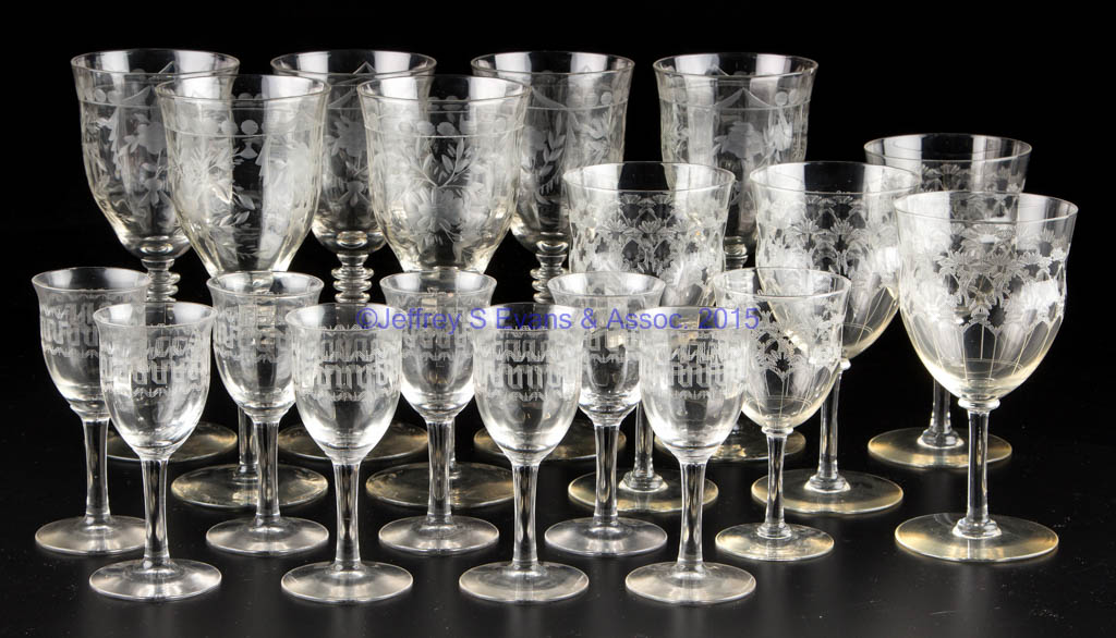 ASSORTED AMERICAN CRYSTAL STEMWARE, LOT OF 19 PIECES