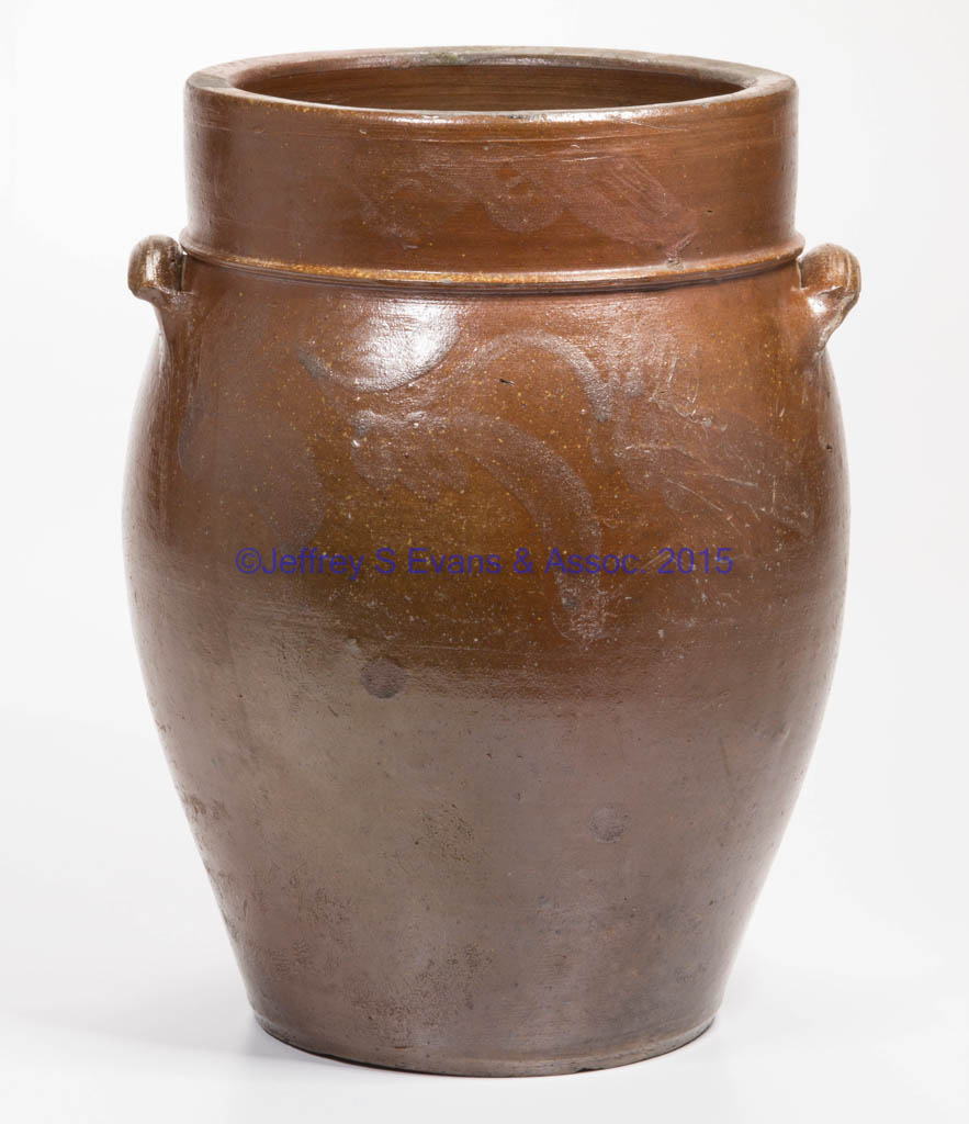 COFFMAN FAMILY, ROCKINGHAM CO., SHENANDOAH VALLEY OF VIRGINIA DECORATED STONEWARE JAR