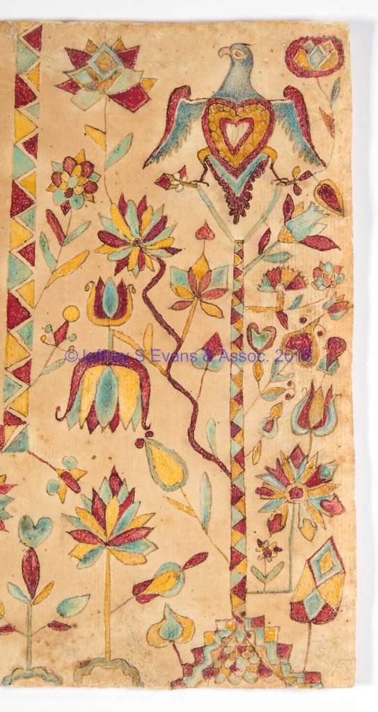 RARE AND IMPORTANT 1806 SUSANNA ROTHGEB, ROCKBRIDGE CO., SHENANDOAH VALLEY OF VIRGINIA TAUFSCHEIN FRAKTUR ATTRIBUTED TO JACOB STRICKLER