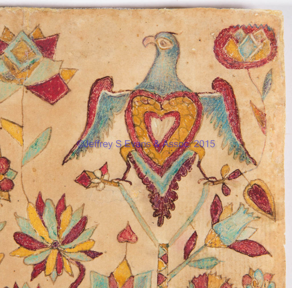 RARE AND IMPORTANT 1806 SUSANNA ROTHGEB, ROCKBRIDGE CO., SHENANDOAH VALLEY OF VIRGINIA TAUFSCHEIN FRAKTUR ATTRIBUTED TO JACOB STRICKLER
