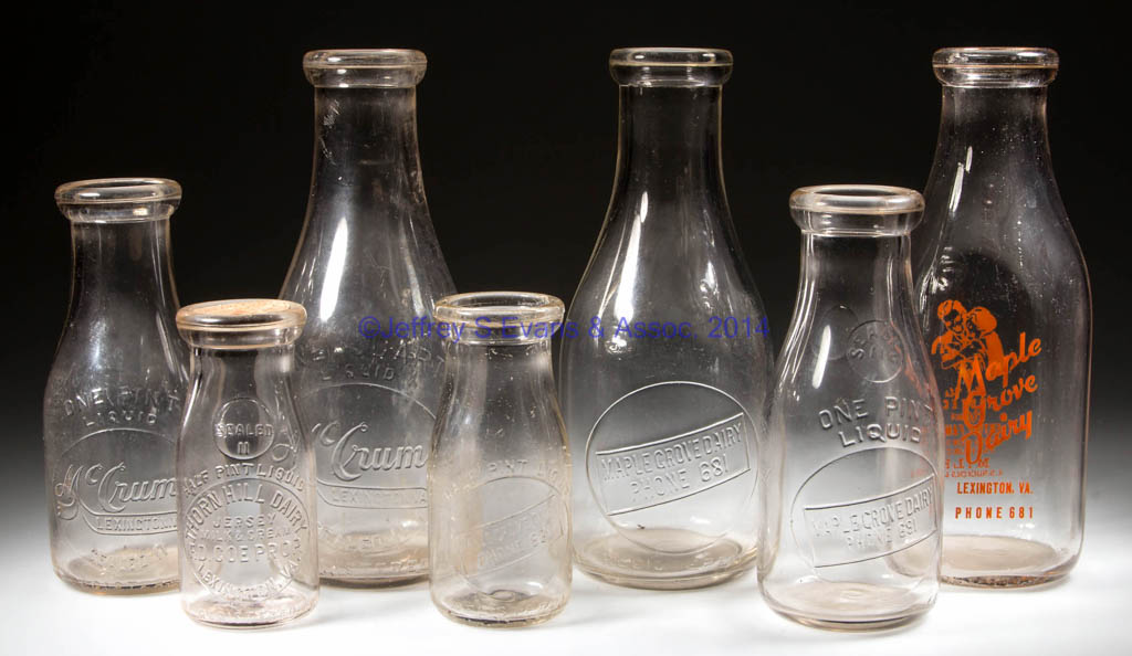 LEXINGTON, VIRGINIA DAIRY MILK BOTTLES, LOT OF SEVEN
