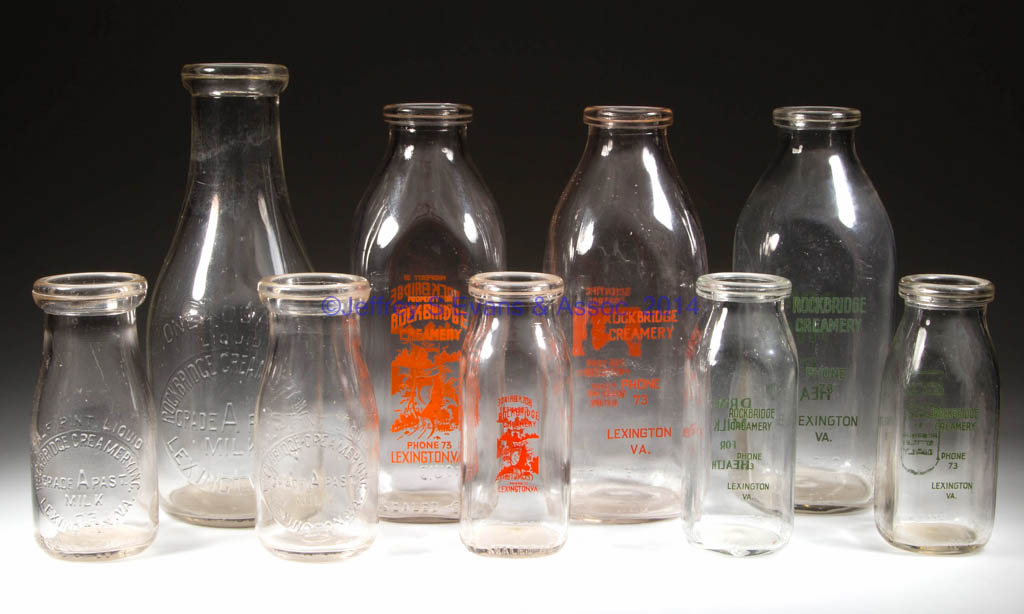 LEXINGTON, VIRGINIA ROCKBRIDGE CREAMERY DAIRY MILK BOTTLES, LOT OF NINE