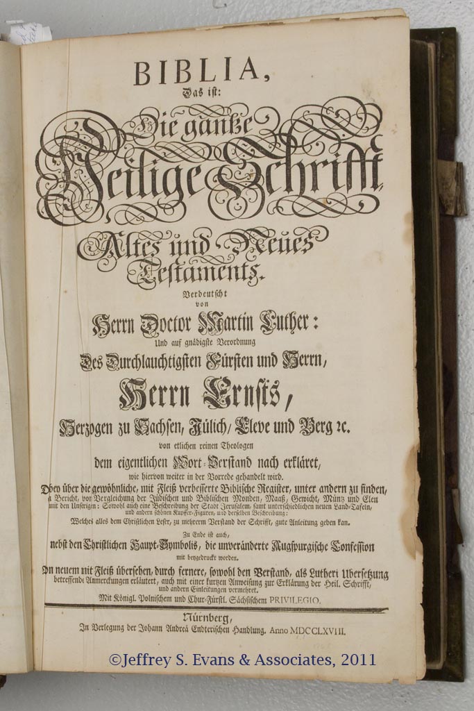 1768 NUREMBERG FOLIO BIBLE